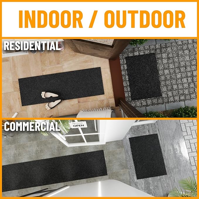 Ottomanson Commercial Scrape Rib Entry Mat – Heavy Duty Ribbed Floor Mat for High Traffic – Non Slip Rubber Back, Waterproof – Indoor Outdoor Use for Offices, Schools, Lobbies, 2' x 49', Black