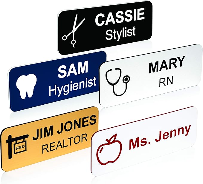 Providence Engraving Custom Name Tag with Industry Logo - Teacher, Realtor, Dental, Medical, Stylist ID Badge