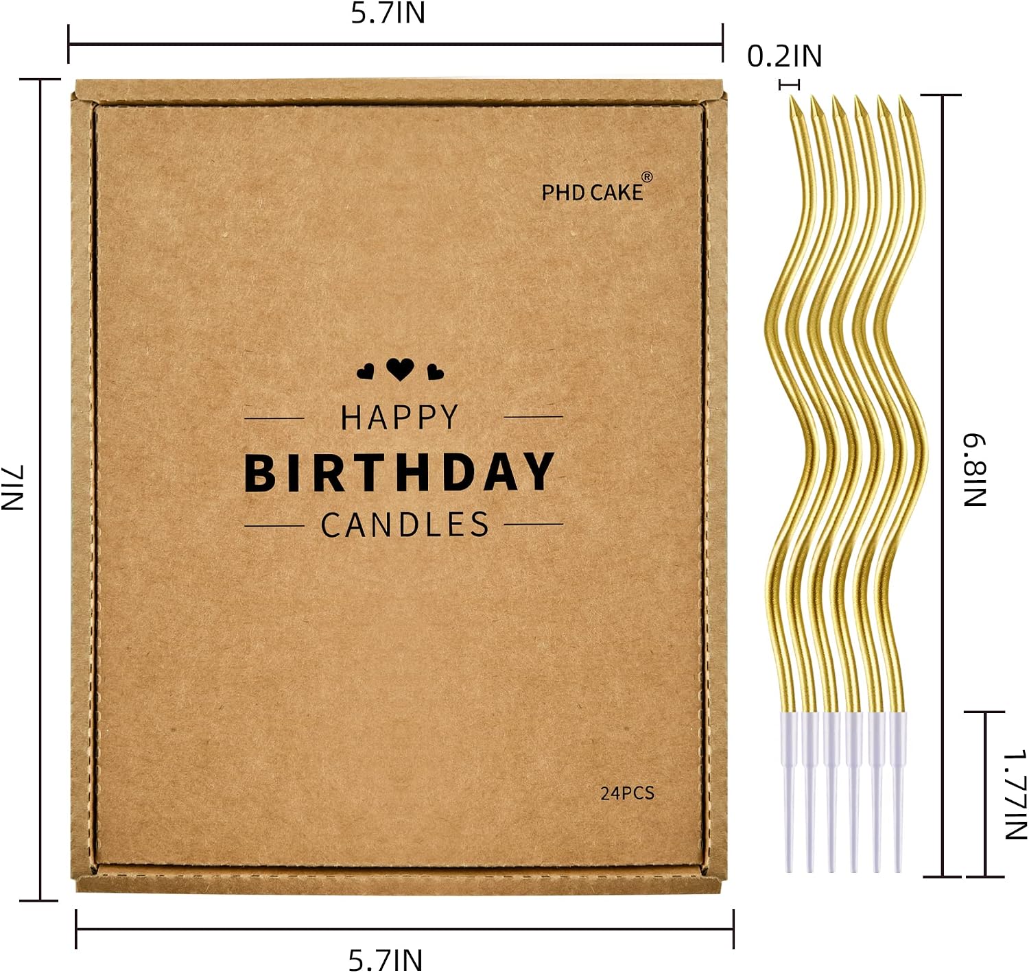 PHD CAKE 48-Count Gold Spiral Long Thin Metallic Birthday Candles, Cake Candles, Birthday Parties, Wedding Decorations, Party Candles