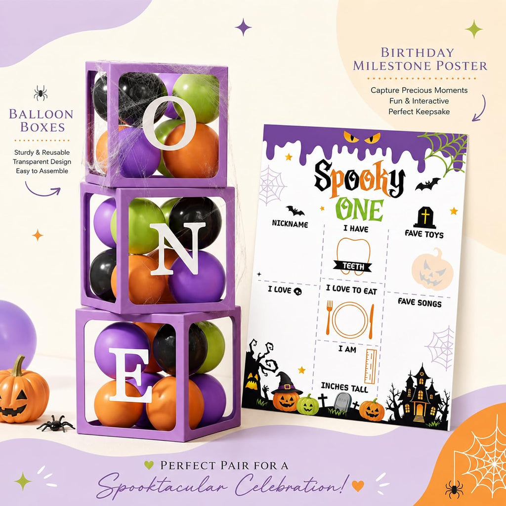 halloween 1st birthday party decorations,spooky one birthday supplies, package contents