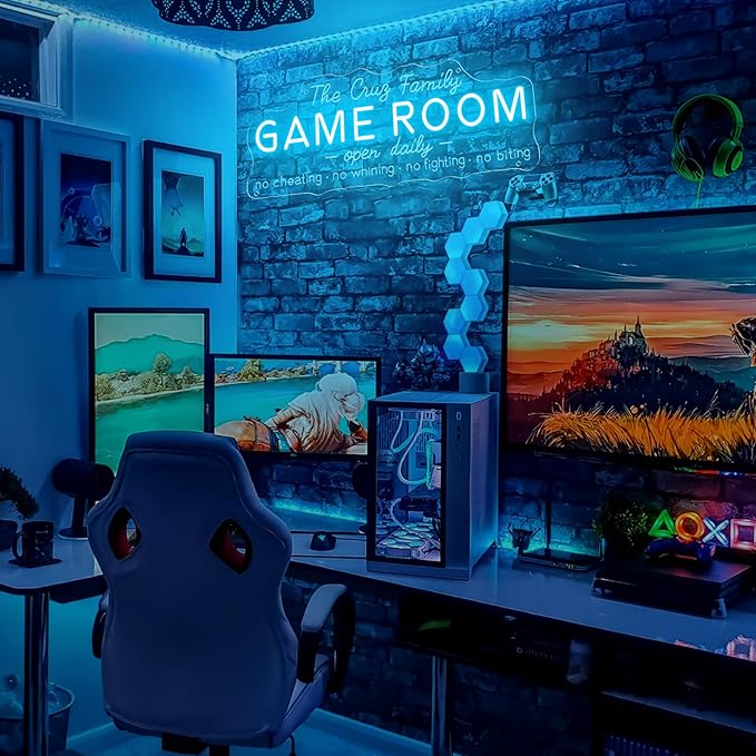 Custom Game Room Neon Sign for Wall Decor, Personalized LED Neon Name Signs, Dimmable Game Light Up Signs Customizable for Playroom Gaming Zone Man Cave Bedroom, Men Boys Gamer Birthday Gifts