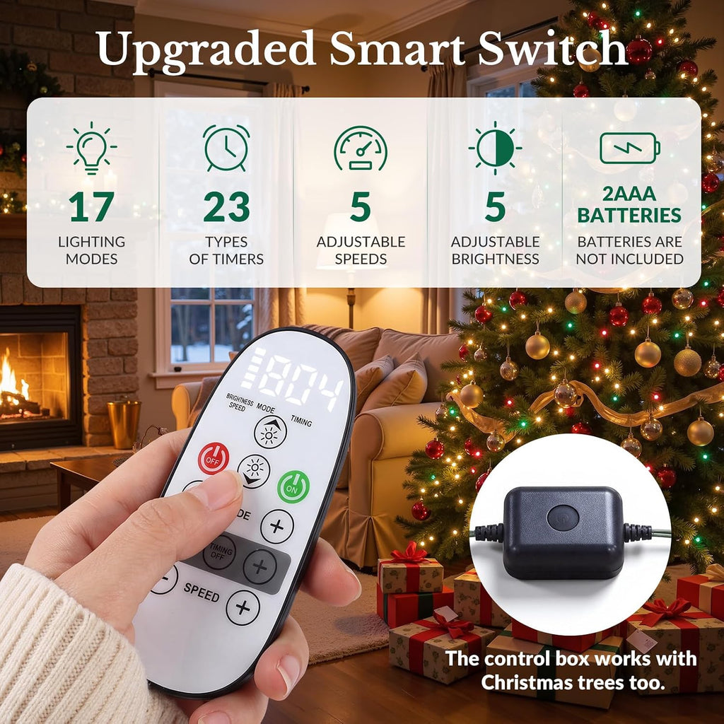 9ft artificial prelit classic christmas tree with remote, side view