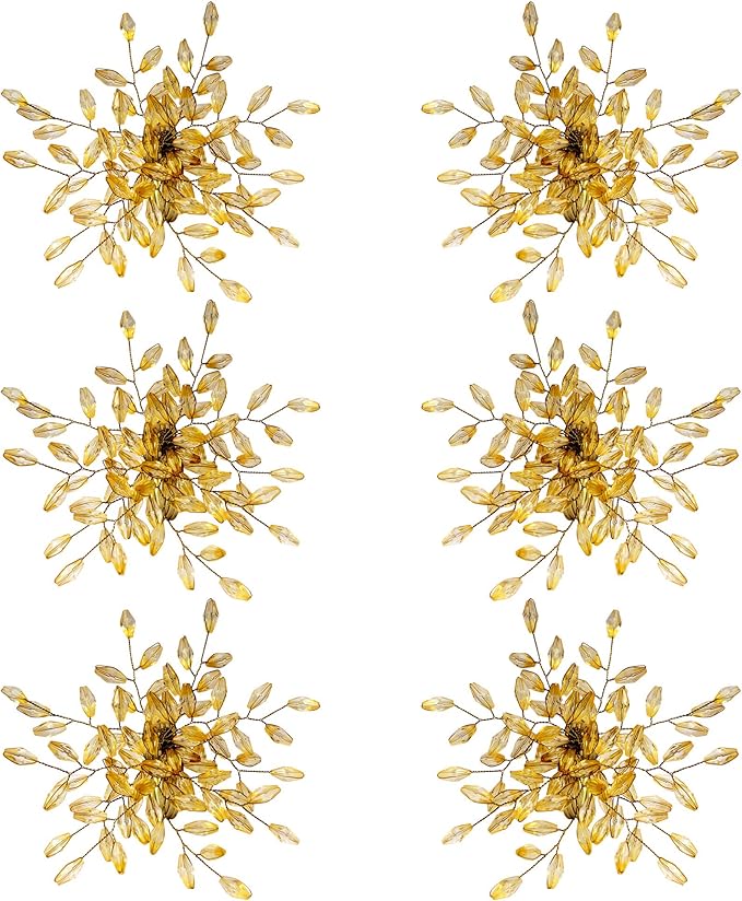Napkin Rings Set of 6 for Dining Table Decoration Parties Everyday Metal Napkin Holder Leaf Gold (Pack of 6)