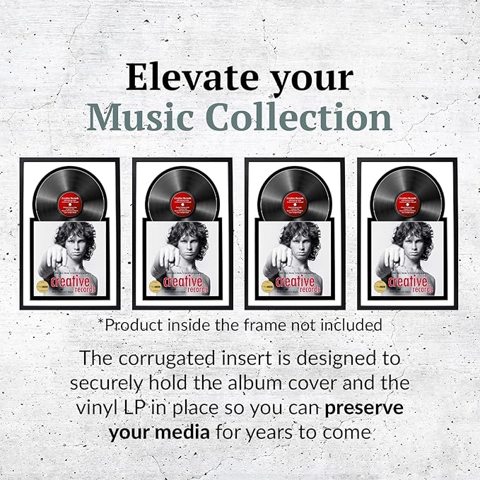 Creative Picture Frames 16" x 24" Jukebox Vinyl Frame Display with Double White-Black Matting, LP Record Album Frame for Wall Decor, White/Black, Pack of 4