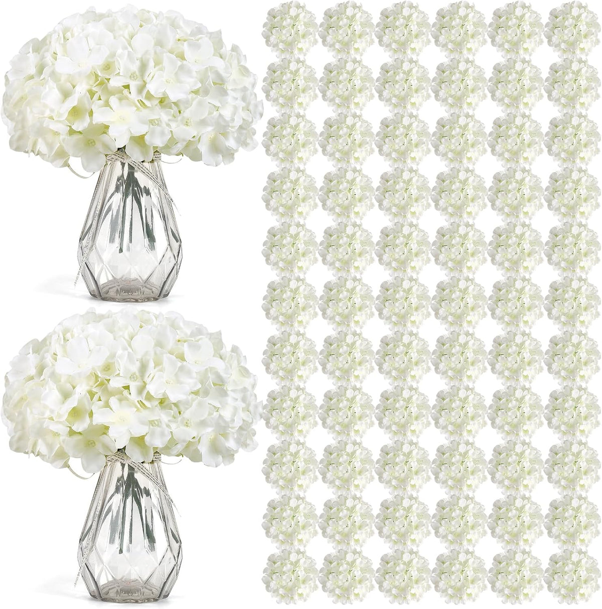 auihiay 104pcs hydrangea artificial flowers bulk, white hydrangeas, main product view