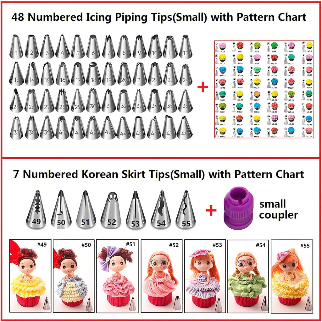 ANSLYQA Cake Decorating Kit, 340 Pcs Baking Tools (Purple) | Cake Turntable, Leveler, 55 Numbered Icing+Skirt Tips, 2 Spatulas, 3 Scrapers, 100 Pastry Bags, 100 Cupcake Liners & More