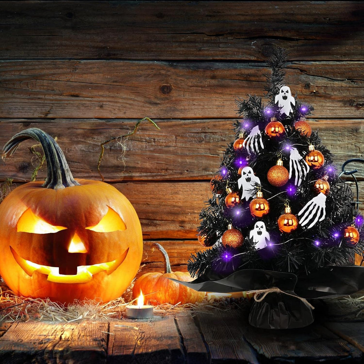 20" Mini Halloween Tree Black Tree Artificial Mini Halloween Tree with P...