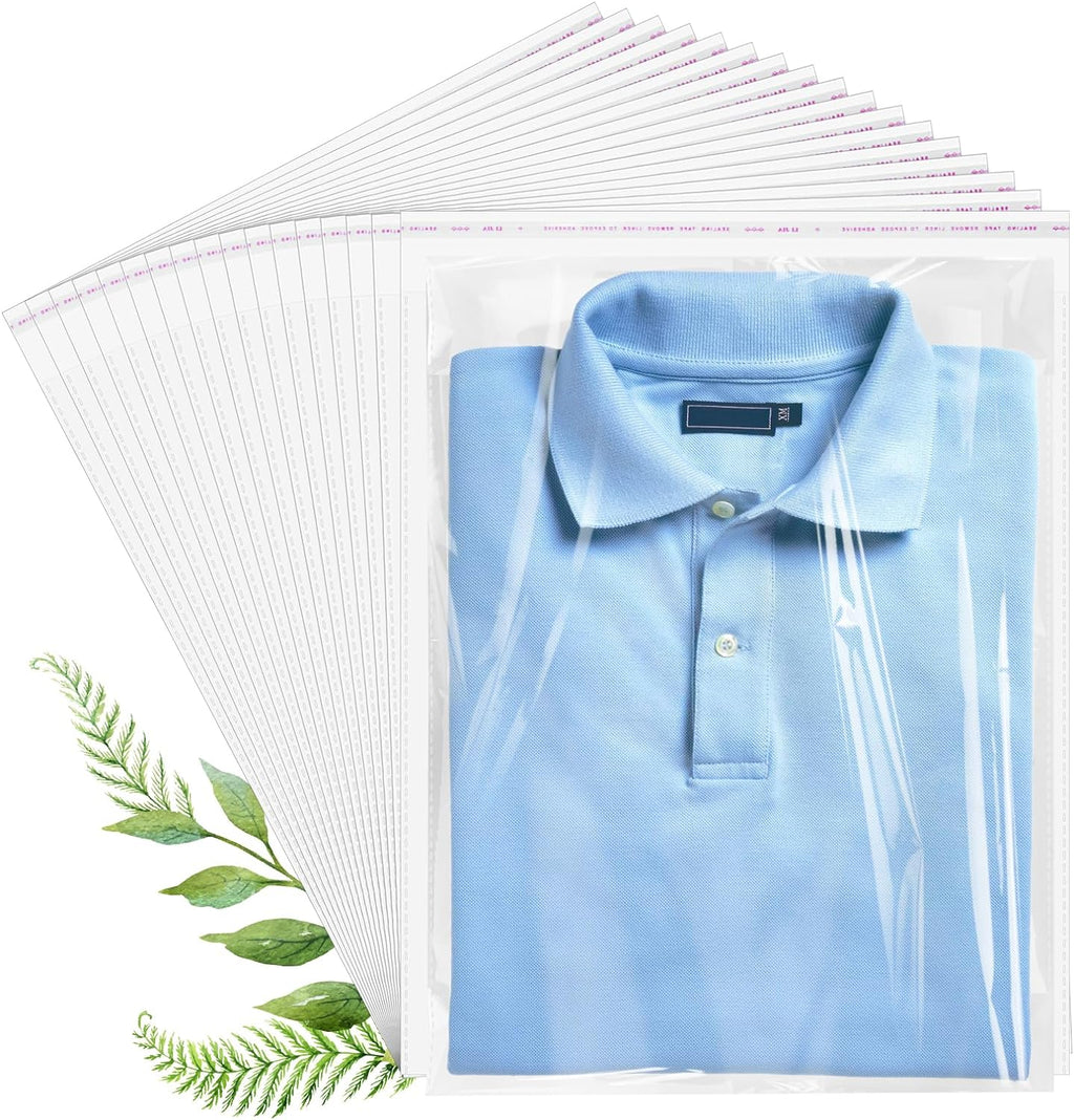 70 Pack 12x16" Clear Cellophane Bags, Transparent Plastic Bags for Shirts, Gift Wrapping, Party Favors & Artwork