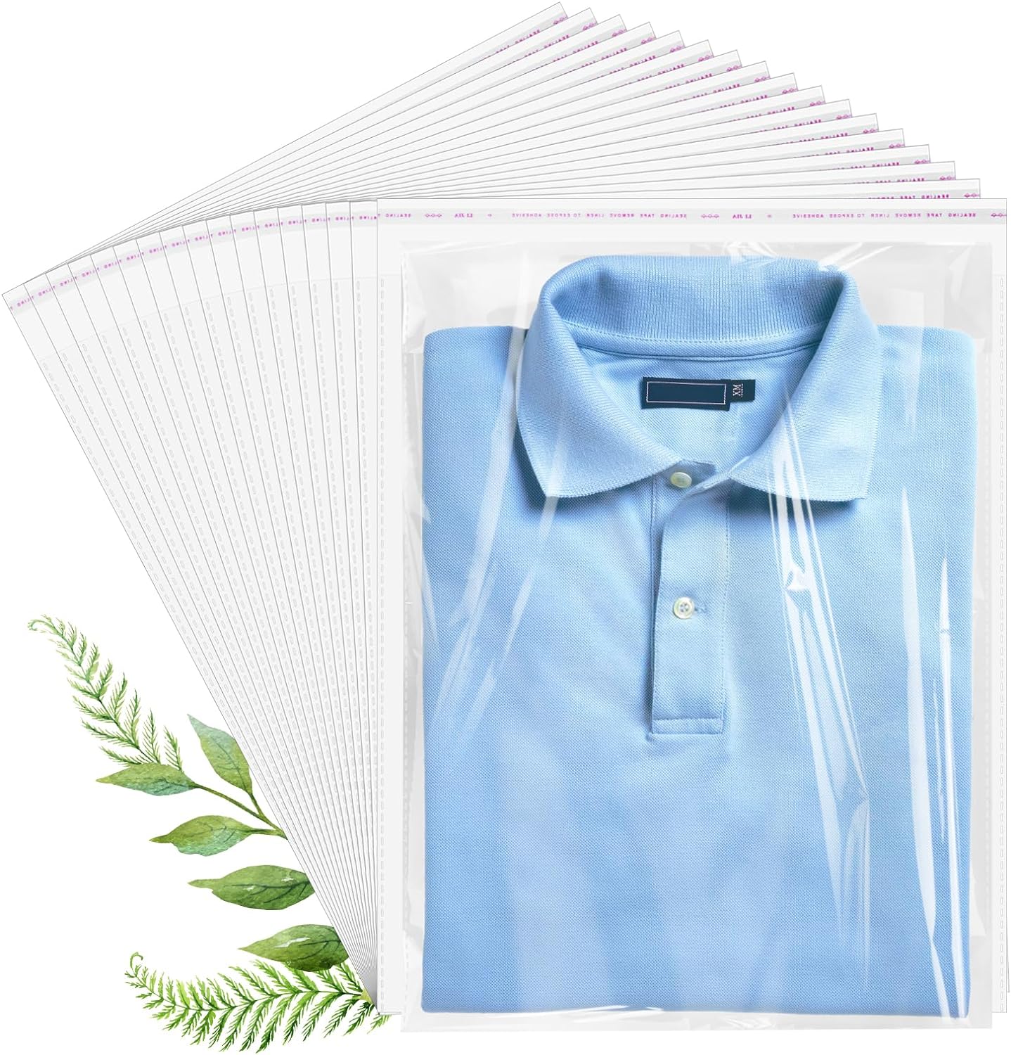 70 Pack 12x16" Clear Cellophane Bags, Transparent Plastic Bags for Shirts, Gift Wrapping, Party Favors & Artwork