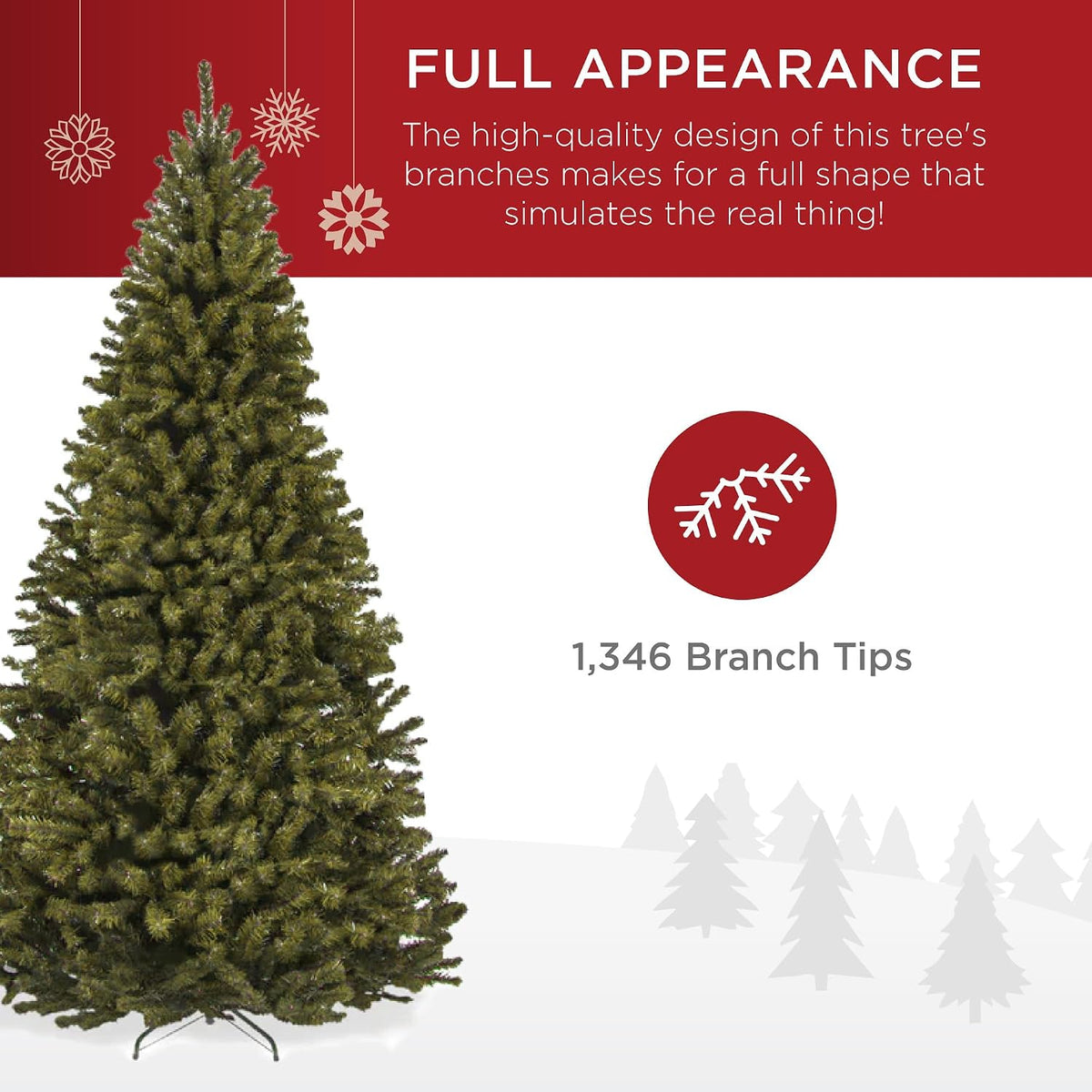 best choice products artificial christmas tree, 7.5ft premium, side view