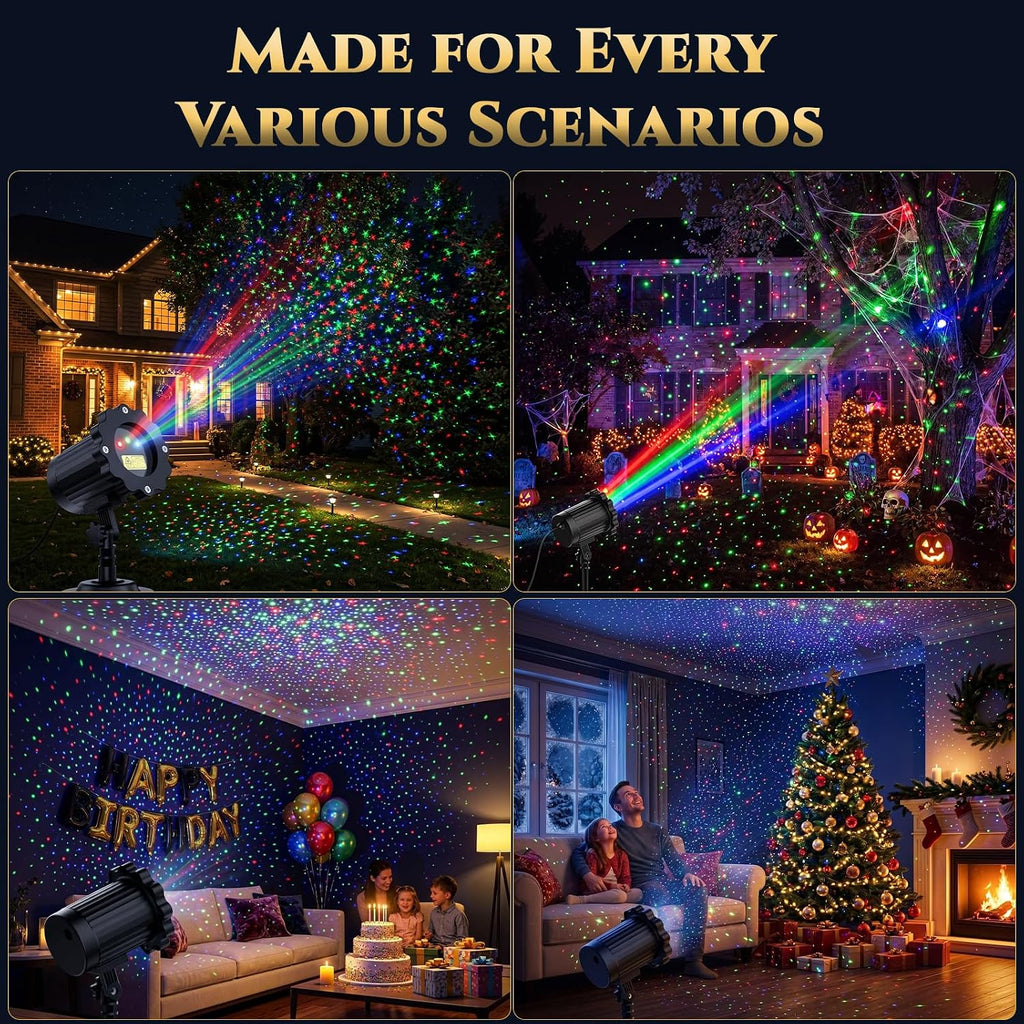 christmas laser light outdoor, 12 effect firefly christma on a desk or shelf