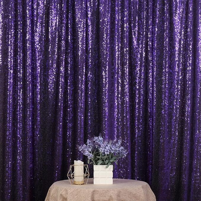 Poise3EHome Purple Sequin Backdrop, 10Ft x 10Ft Glitter Photography Background Curtains for Halloween Party Wedding Birthday Christmas Thanksgiving Decoration