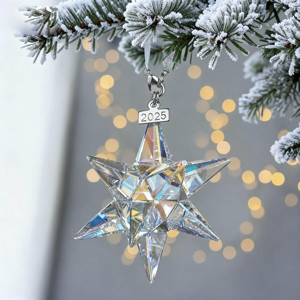 2025 Crystal Star Ornament Glass Ornaments for Christmas Tree Nativity Star Ornament Crystal Sun Catcher Hanging Decor (Colorful)