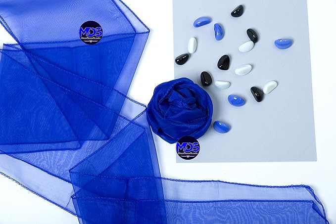 MDS Pack of 50 PCS Organza Chair Sashes Wider Dining Chair Bows Ribbon Tie Back for Wedding Party Birthday Bridal Shower Reception Event Banquet Home Chair Cover Decoration - Royal Blue