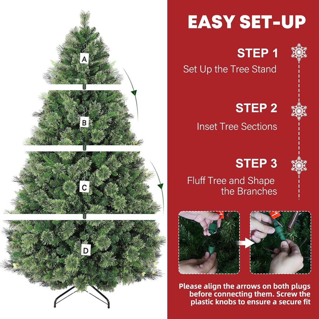 hykolity 6 ft prelit christmas tree with pine, close-up detail