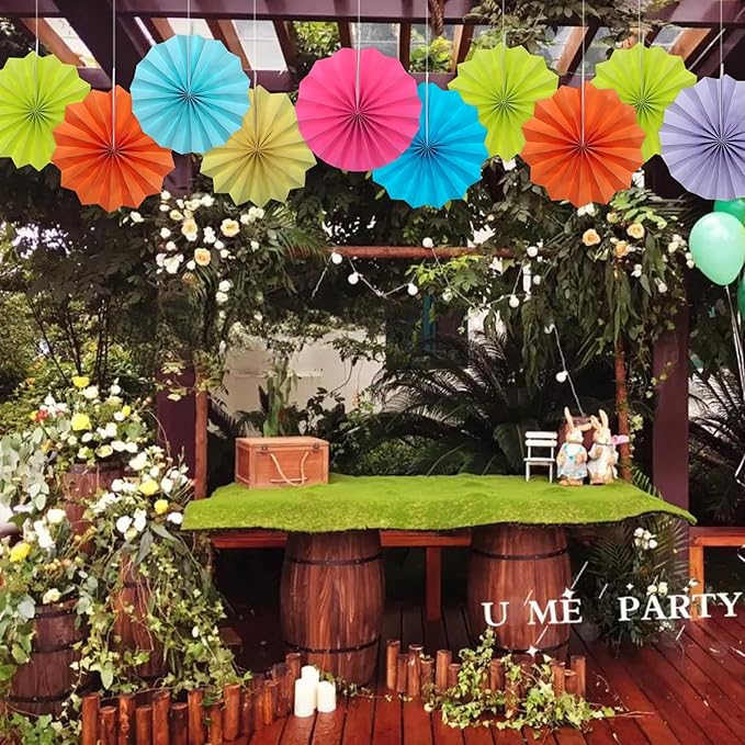 Green Graduation Party Decor,Tropical Party Decorations,Emerald Green Party Decorations,Hawaiian Themed Party Decorations,8in Hanging Paper Fans 30 Color DIY Set (Clear Green)