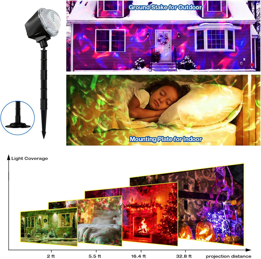 projector lights outdoor, 15 colors water wave ocean, package contents