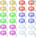 24 Pack LED Fairy Lights Battery Operated 7Ft 20Led Warm White Mini String Lights Waterproof Christmas Lights for Mason Jars Bedroom DIY Party Wedding Multi-Colored