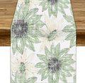 Chrysanthemum Vintage Floral Table Runner, Elegant Yellow Sunflower Spring Summer Elegant Pattern Artichokes Flower Table Runner for Party Kitchen Dining Living Room Decor, 13x120 Inch