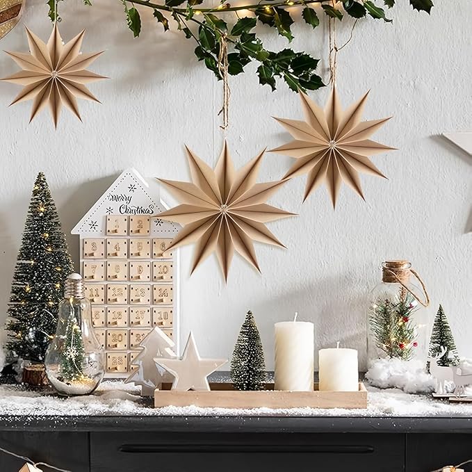 Easy Joy 3Pcs Boho Paper Landern Star