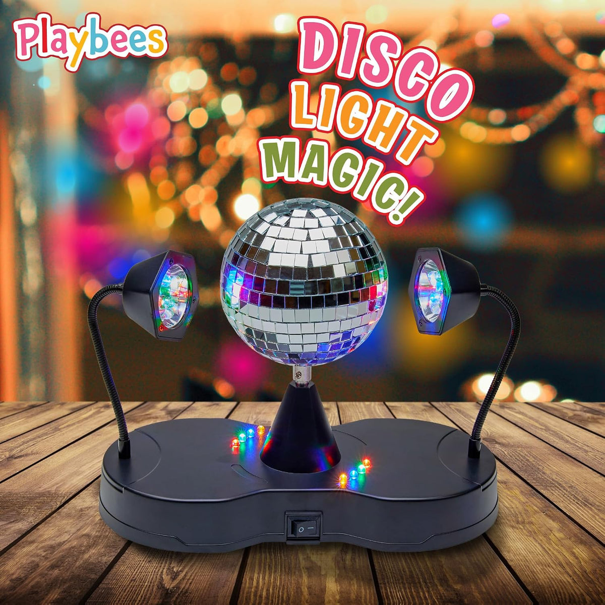 Rotating Disco Ball Light - Tabletop Mirror Strobe Lamp for Parties