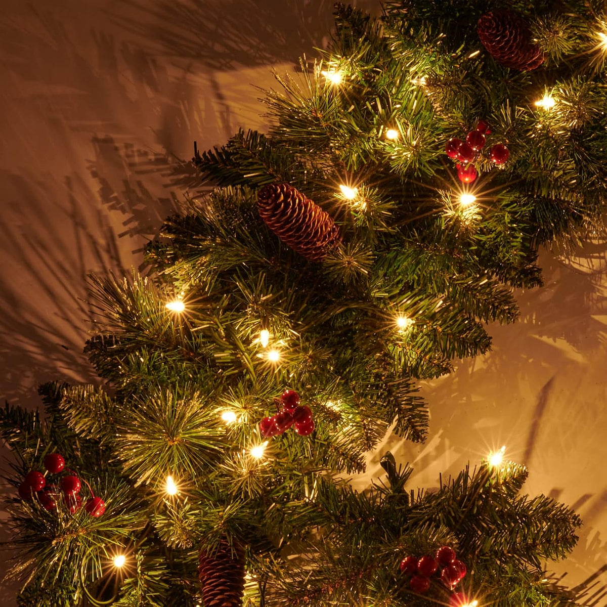 9 feet pre-lit christmas garland, mixed pine decorated, package contents