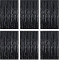 Black Foil Fringe Curtain 3.3×8.3FT 6 Packs, Metallic Tinsel Curtains Party Streamers for Birthday Graduation Baby Shower Decoration (6pcs,3.3FT×8.3FT, Black)