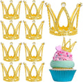 9-Piece Gold Mini Crown Cake Toppers - Cute Queen/Princess Small Crowns, Ideal Cupcake Toppers for Birthdays, Princess-Themed Parties & Cake Decoration