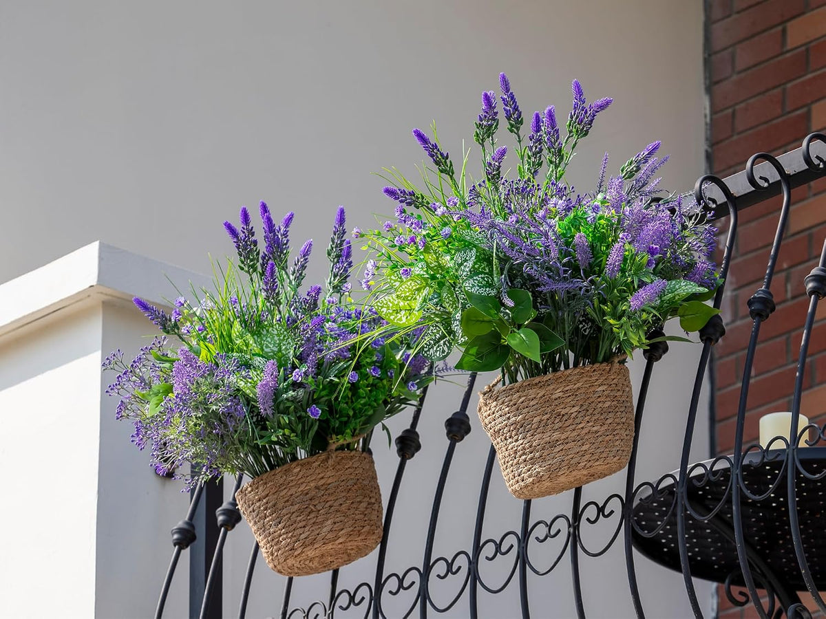 20PCS Artificial Plants Outdoor, Faux Lavender & Greenery Stems for Outside