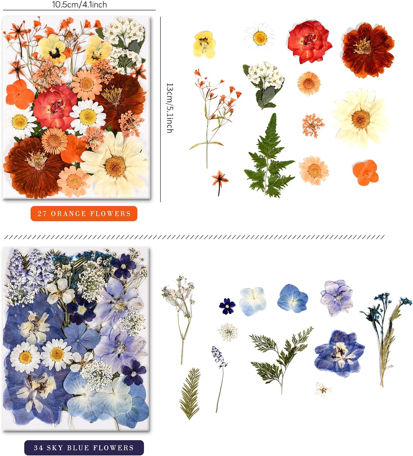 110+PCS Pressed Flowers for Resin molds Real Dried Flower Leaves for Resin Jewelry Making Dry Flowers for Scrapbooking Crafts DIY Soap Candles Making Nails Décor (Colorful-C)