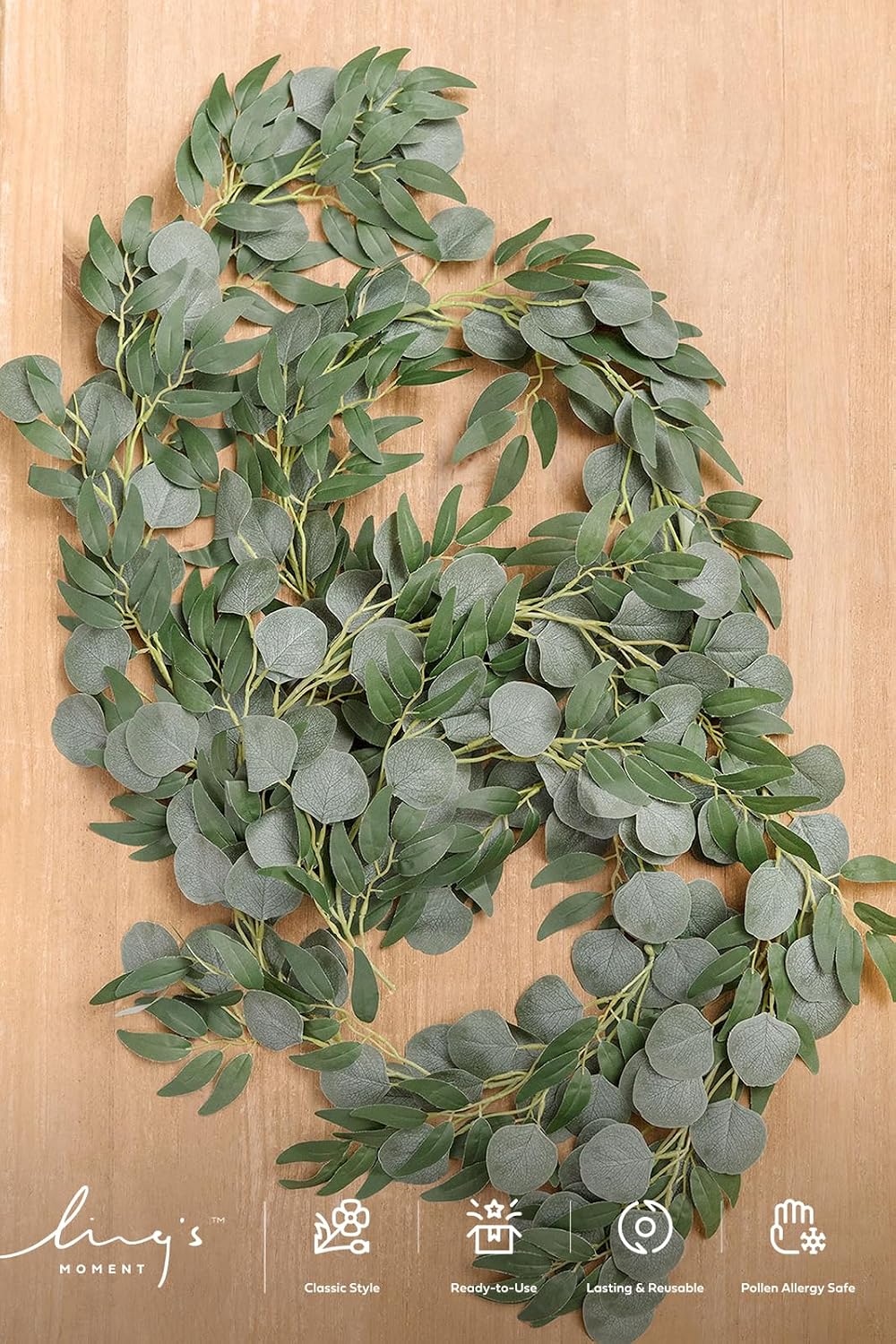 ling's moment green eucalyptus garland, 5.9ft, 2pcs, package contents