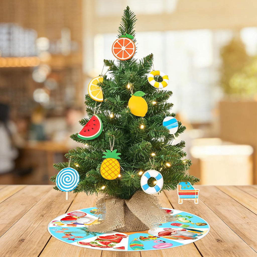 15 Inch Mini Summer Tree Skirt 4th of July Patriotics Tree Skirt Double Sided Print Mat Independence Day Holiday Party Supplies Home Tabletop Christmas Tree Decoration