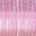 Crosize 8 Pack 3.3 x 9.9 ft Pink Foil Fringe Curtains Party Decorations, Pink Tinsel Curtain Backdrop for Parties, Door Streamers, Glitter Streamer Backdrop for Birthday Decoration