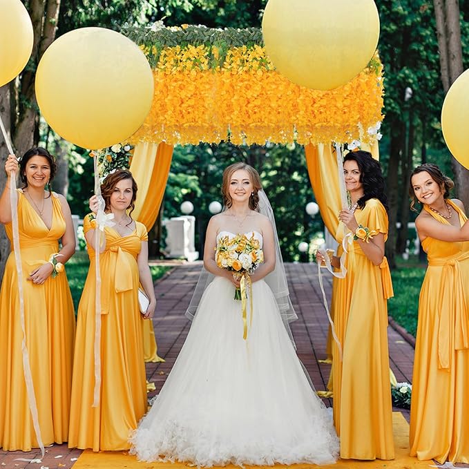 5 Pack Orange Wisteria Hanging Flowers, 3.44 Ft Fake Hanging Flowers, Artificial Wisteria Garland Vines for Wedding Room Backdrop Outdoor Patio Garden Decoration