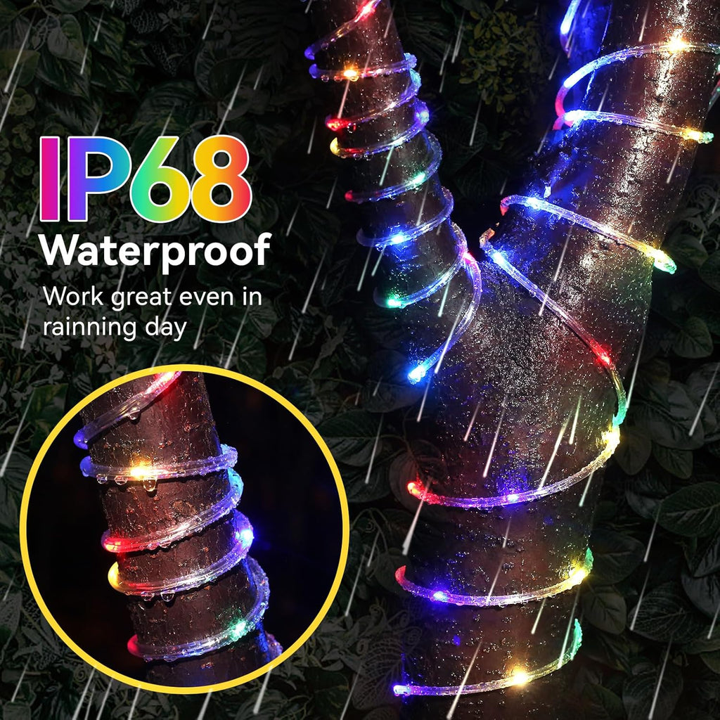 (New) RGB Color Changing Rope Lights, 33FT 100LED Outdoor String Lights with Remote, 18 Colors Plug in Waterproof Tube Lights for Indoor Outdoor, Wedding, Christmas, Patio, Party Decor
