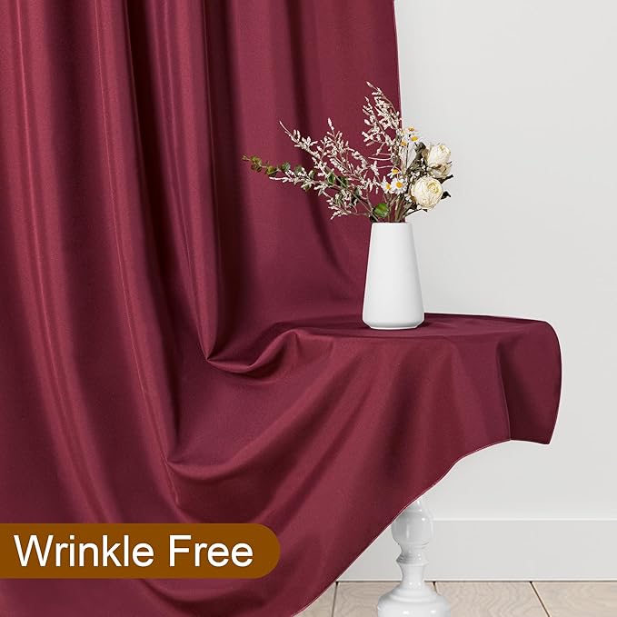 DWCN 10x10 FT Burgundy Backdrop Curtains for Parties, Photography Backdrop Drapes with Rod Pockets for Wedding Decorations Stage Birthday Family Gatherings, 2 Panels 5ft x 10ft