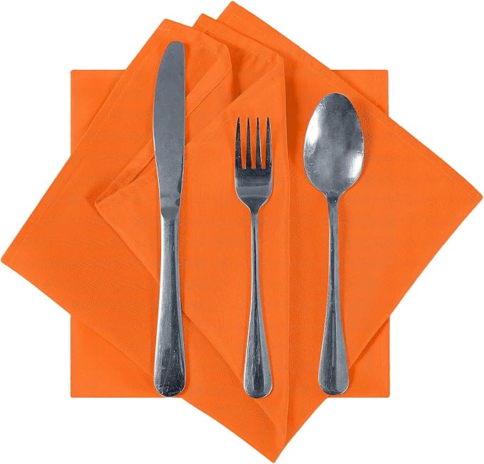 Cupuamon Cloth Napkins 20x20 inch Washable Polyester Dinner Napkins Soft Table Napkins for Wedding Party Dining Banquet(Orange,25PCS)
