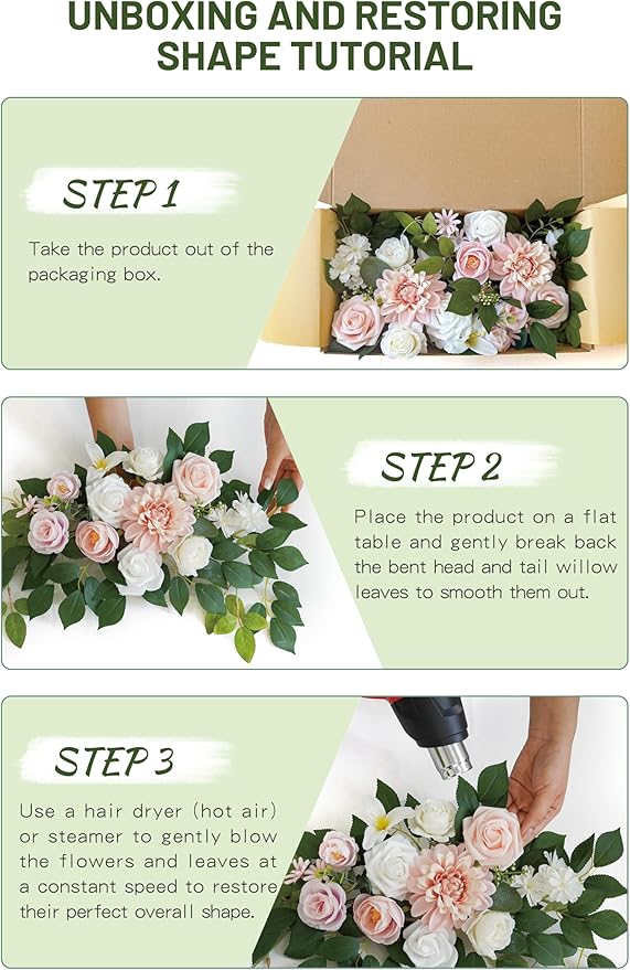 Wedding Decor (Pack of 2) Welcome Sign Flower Backdrop Garland for Ceremony Reception Wall Easel Home Decoration Entryway Faux Outdoor Board Head Table Decor (Blush)