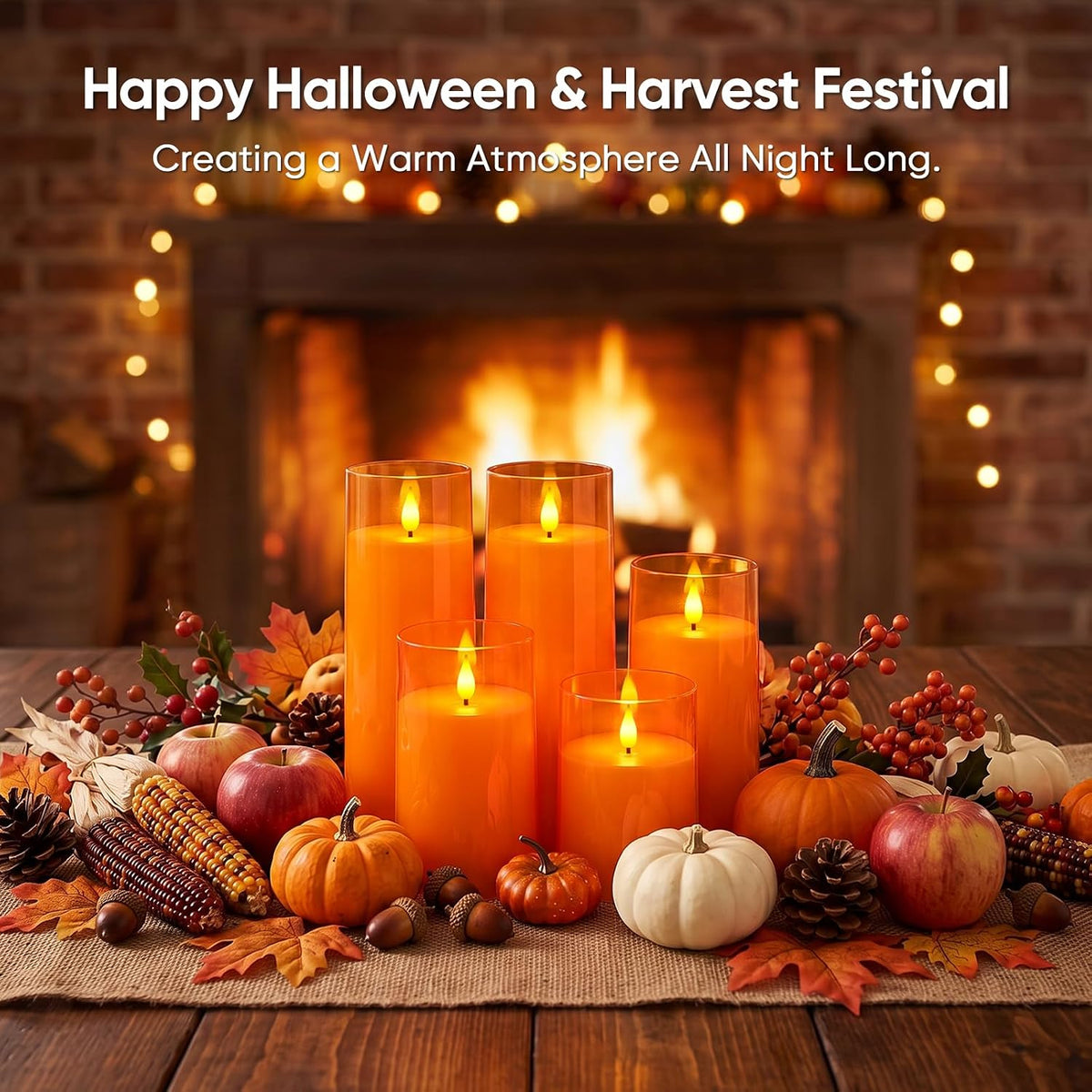 Raycare Orange Halloween Battery Operated Flameless LED Candles with Remote