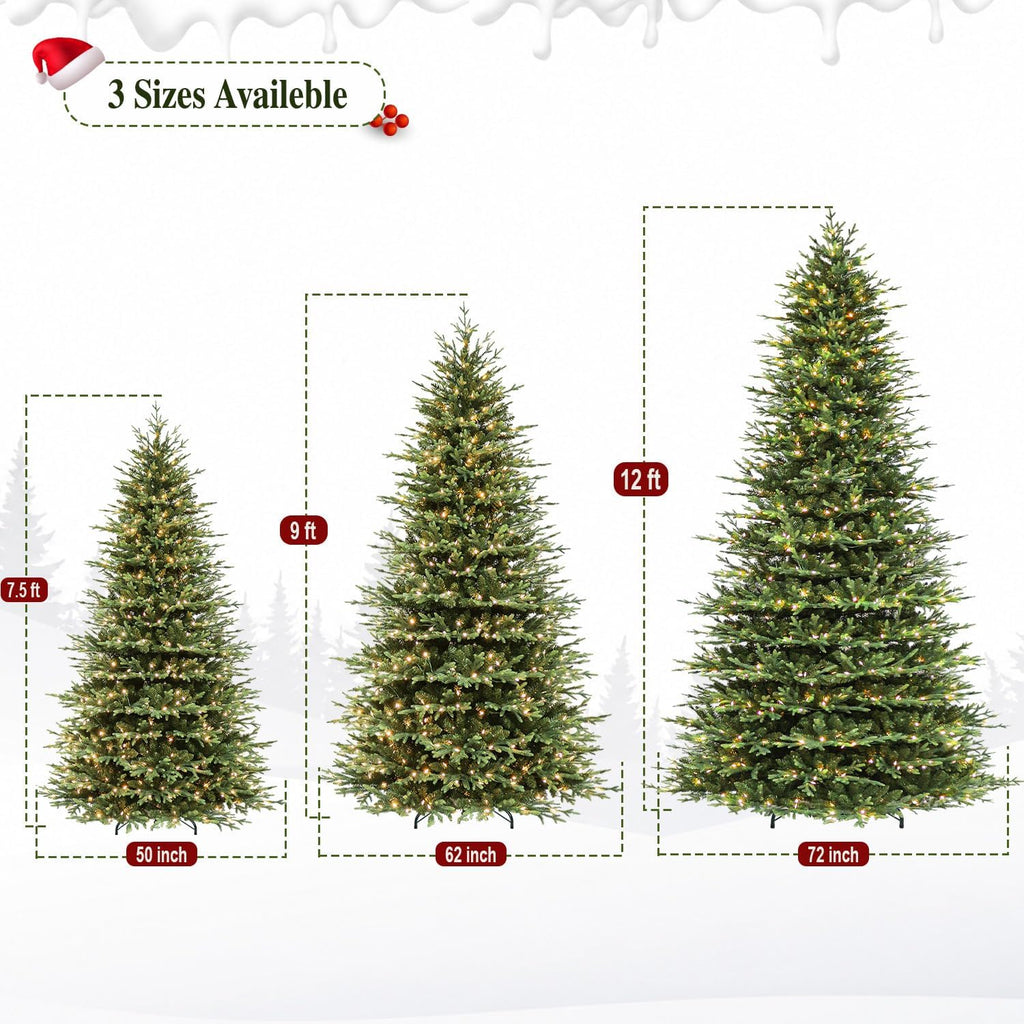 9ft prelit premium christmas tree, 5179 realistic pe&pvc showing dimensions