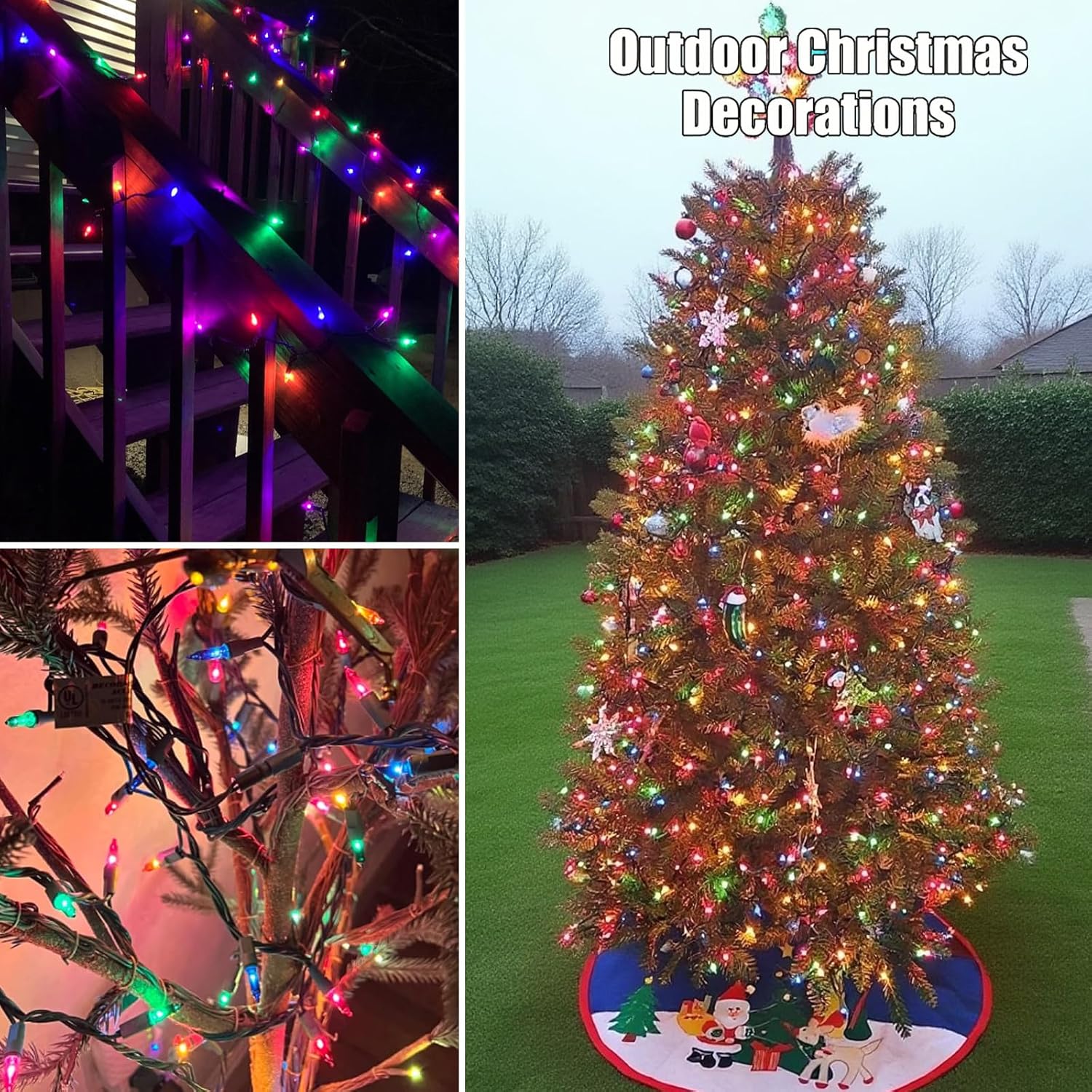 HISHINY Christmas Lights 100 Count Multicolor Christmas Tree String Lights with Green Wire for Outdoor Indoor Christmas Decorations Wedding Decorations Valentines Day Decor,UL Certified (21feet)