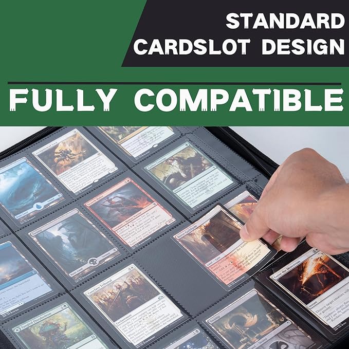 1600+ Pockets Trading Card Binder, 16-Pocket Card Ablum Compatible with MTG,Sports Cards & Other Standard Size Trading Card (GREEN)
