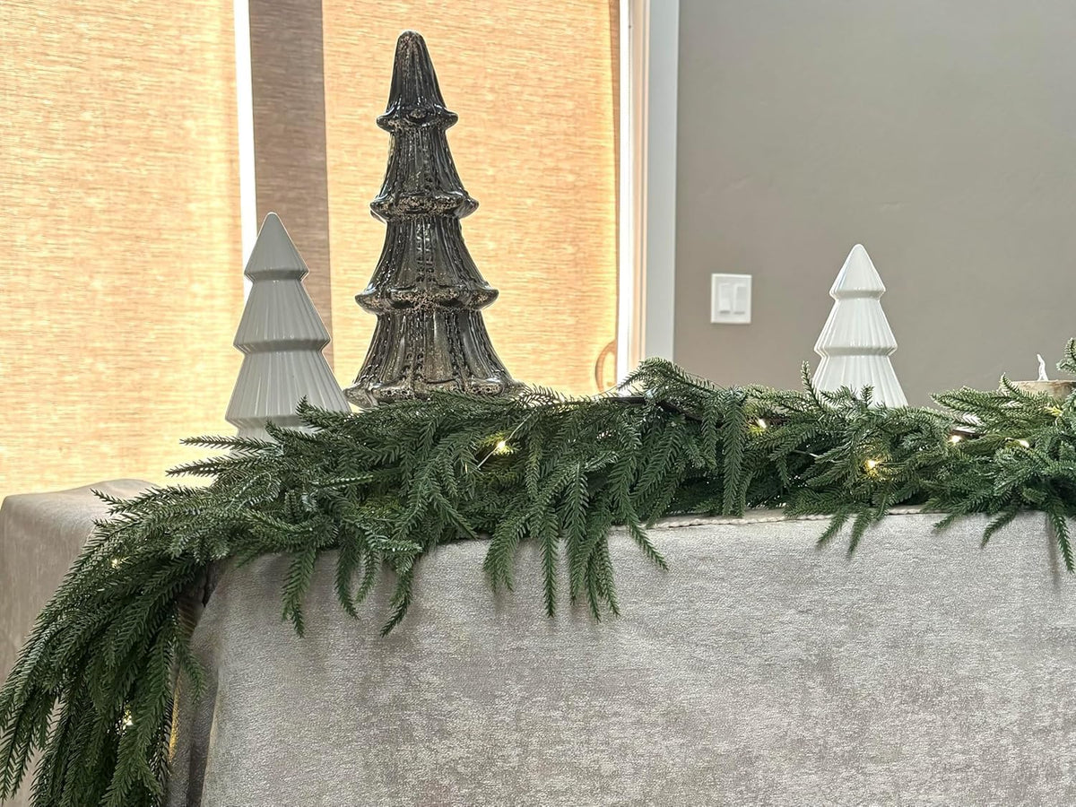 9ft christmas norfolk pine garland real touch for, front angle view