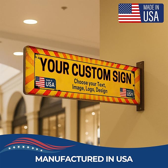 Custom Arrow Metal Sign by DC | Directional Signs for Indoor & Outdoor Use | Personalized Rust-Free Metal Yard Display | Customized Weatherproof Road Arrow Marker | Multiple sizes | Made in USA
