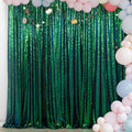 ShinyBeauty 4x8 FT Sequin Fabric Backdrop Iridescent Green - Glitter Photography Wall Curtain for Wedding, Baby Shower Party Decor, Sparkling Event Drapes