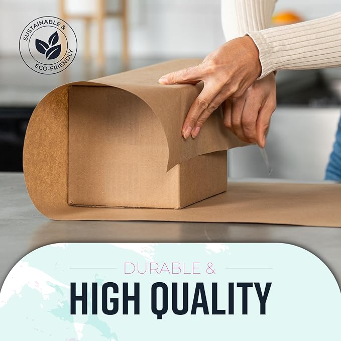 Large Brown Kraft Paper Roll - 36" x 1200" (100 ft) - Made in USA - Ideal for Gift Wrapping, Packing, Moving, Postal, Shipping, Parcel, Wall Art, Crafts, Bulletin Boards, Floor Cover or Table Runner