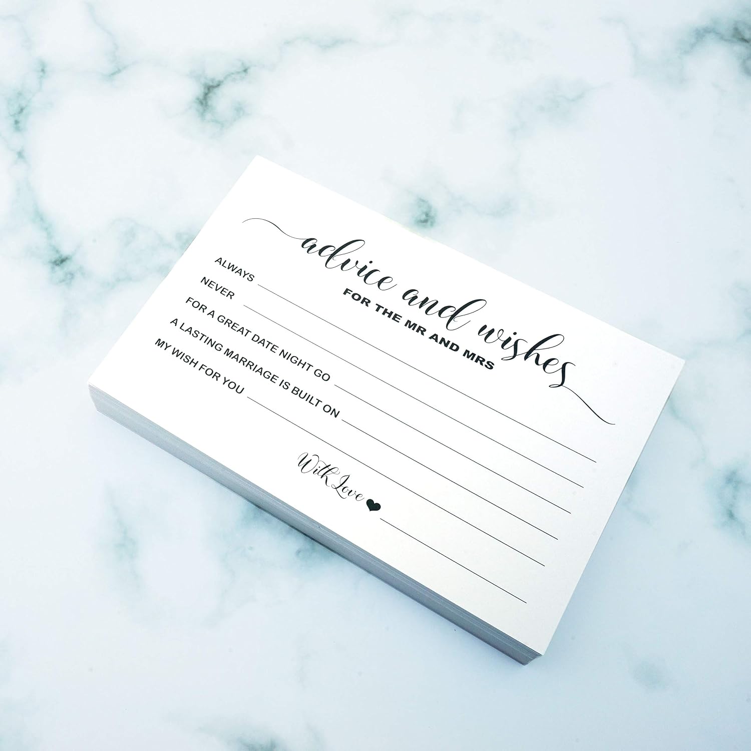 RXBC2011 Wedding advice and well wishes Cards for the Mr and Mrs Bride and Groom Newlyweds Bridal Shower Games Note Marriage Advice Pack of 50