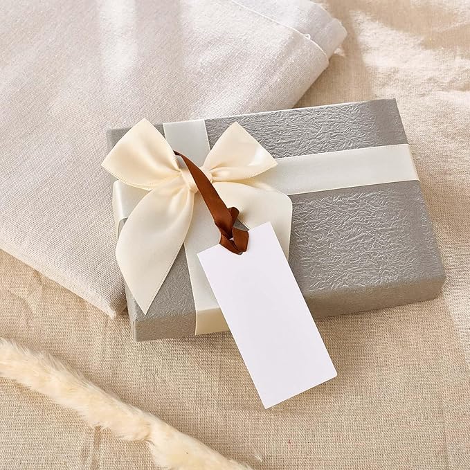 60pcs Place Cards for Table Setting.Name Table Cards. Wedding Place Cards with Dark Brown Ribbons. Can be Used for Wedding Banquet Table Decoration and Present Tags for Parties (Brown)