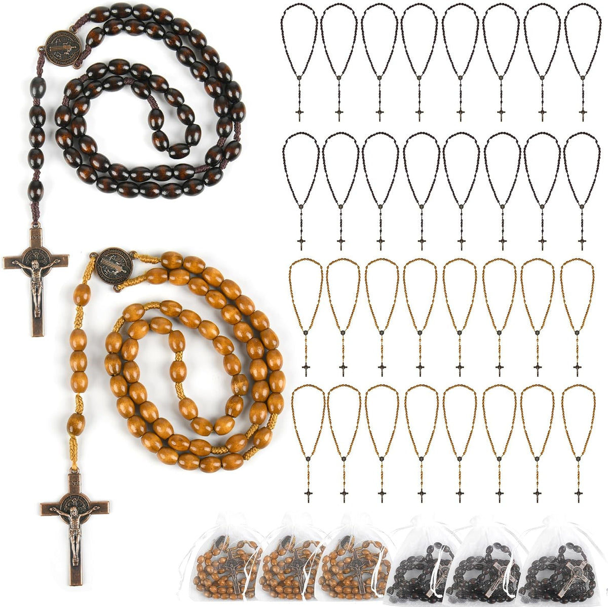 60 set wooden rosary beads bulk wood rosaries, main product view