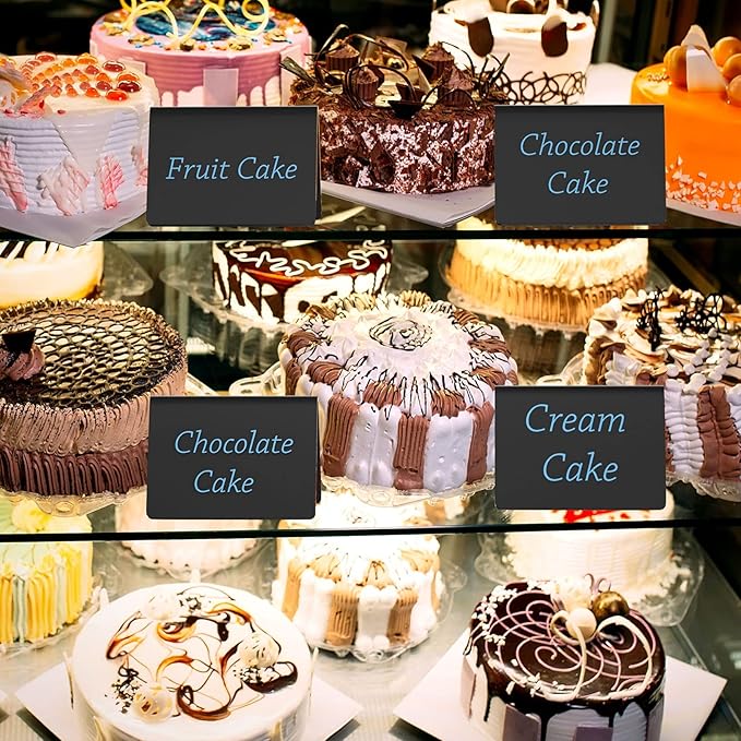 20 Pack Acrylic Mini Chalkboard Sign, AITEE Black Mini Tabletop Chalkboard Signs, Small Tent Chalkboards Blackboard for Weddings, Birthday Parties, Message Board Signs, Buffet, Bakery and Retail Label